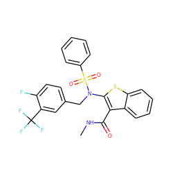 CNC(=O)c1c(N(Cc2ccc(F)c(C(F)(F)F)c2)S(=O)(=O)c2ccccc2)sc2ccccc12 ZINC000115233082