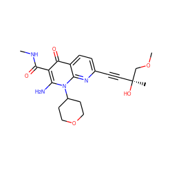 CNC(=O)c1c(N)n(C2CCOCC2)c2nc(C#C[C@](C)(O)COC)ccc2c1=O ZINC000096168457