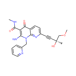 CNC(=O)c1c(N)n(Cc2ccccn2)c2nc(C#C[C@](C)(O)COC)ccc2c1=O ZINC000096168461