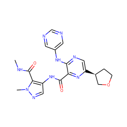 CNC(=O)c1c(NC(=O)c2nc([C@H]3CCOC3)cnc2Nc2cncnc2)cnn1C ZINC000169701781