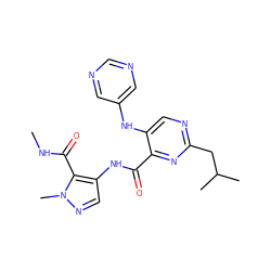 CNC(=O)c1c(NC(=O)c2nc(CC(C)C)ncc2Nc2cncnc2)cnn1C ZINC000169701940