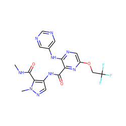 CNC(=O)c1c(NC(=O)c2nc(OCC(F)(F)F)cnc2Nc2cncnc2)cnn1C ZINC000169701948