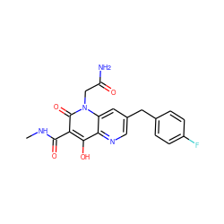 CNC(=O)c1c(O)c2ncc(Cc3ccc(F)cc3)cc2n(CC(N)=O)c1=O ZINC000148997604