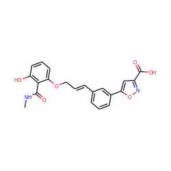 CNC(=O)c1c(O)cccc1OC/C=C/c1cccc(-c2cc(C(=O)O)no2)c1 ZINC000038896968