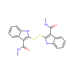 CNC(=O)c1c(SSc2[nH]c3ccccc3c2C(=O)NC)[nH]c2ccccc12 ZINC000012352719