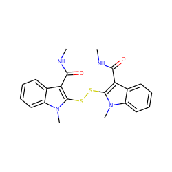 CNC(=O)c1c(SSc2c(C(=O)NC)c3ccccc3n2C)n(C)c2ccccc12 ZINC000013740083