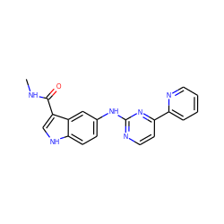 CNC(=O)c1c[nH]c2ccc(Nc3nccc(-c4ccccn4)n3)cc12 ZINC000144262729