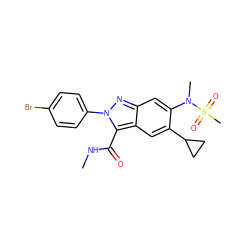 CNC(=O)c1c2cc(C3CC3)c(N(C)S(C)(=O)=O)cc2nn1-c1ccc(Br)cc1 ZINC000096174191