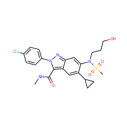 CNC(=O)c1c2cc(C3CC3)c(N(CCCO)S(C)(=O)=O)cc2nn1-c1ccc(Cl)cc1 ZINC000096174196