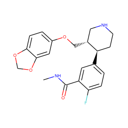 CNC(=O)c1cc([C@@H]2CCNC[C@H]2COc2ccc3c(c2)OCO3)ccc1F ZINC001772598617