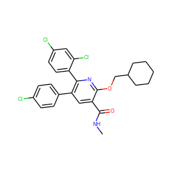 CNC(=O)c1cc(-c2ccc(Cl)cc2)c(-c2ccc(Cl)cc2Cl)nc1OCC1CCCCC1 ZINC000028333987