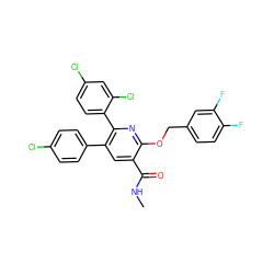 CNC(=O)c1cc(-c2ccc(Cl)cc2)c(-c2ccc(Cl)cc2Cl)nc1OCc1ccc(F)c(F)c1 ZINC000028138032