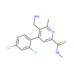 CNC(=O)c1cc(-c2ccc(Cl)cc2Cl)c(CN)c(C)n1 ZINC000066102169