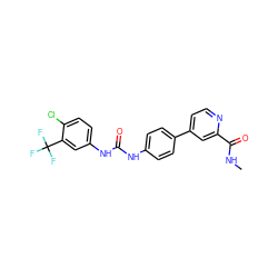 CNC(=O)c1cc(-c2ccc(NC(=O)Nc3ccc(Cl)c(C(F)(F)F)c3)cc2)ccn1 ZINC000473133693