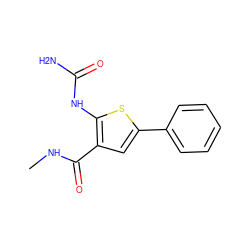 CNC(=O)c1cc(-c2ccccc2)sc1NC(N)=O ZINC000034003385