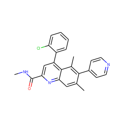 CNC(=O)c1cc(-c2ccccc2Cl)c2c(C)c(-c3ccncc3)c(C)cc2n1 ZINC001772820558