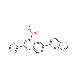 CNC(=O)c1cc(-c2ccco2)nc2ccc(-c3ccc4scnc4c3)cc12 ZINC000150091612