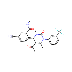 CNC(=O)c1cc(C#N)ccc1[C@@H]1C(C(C)=O)=C(C)N(c2cccc(C(F)(F)F)c2)C(=O)N1C ZINC001772643735