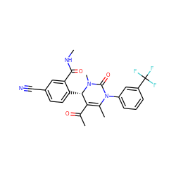 CNC(=O)c1cc(C#N)ccc1[C@H]1C(C(C)=O)=C(C)N(c2cccc(C(F)(F)F)c2)C(=O)N1C ZINC001772643734