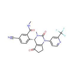 CNC(=O)c1cc(C#N)ccc1[C@H]1C2=C(CCC2=O)N(c2ccnc(C(F)(F)F)c2)C(=O)N1C ZINC001772653193