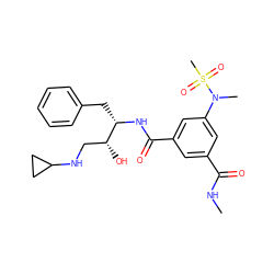 CNC(=O)c1cc(C(=O)N[C@@H](Cc2ccccc2)[C@H](O)CNC2CC2)cc(N(C)S(C)(=O)=O)c1 ZINC000014960361