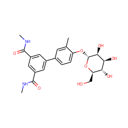 CNC(=O)c1cc(C(=O)NC)cc(-c2ccc(O[C@H]3O[C@H](CO)[C@@H](O)[C@H](O)[C@@H]3O)c(C)c2)c1 ZINC000084687150