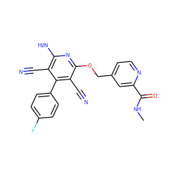 CNC(=O)c1cc(COc2nc(N)c(C#N)c(-c3ccc(F)cc3)c2C#N)ccn1 ZINC000113374507