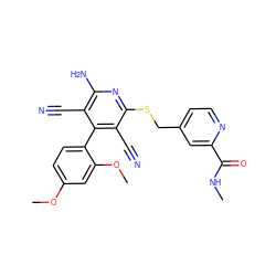 CNC(=O)c1cc(CSc2nc(N)c(C#N)c(-c3ccc(OC)cc3OC)c2C#N)ccn1 ZINC000143806291