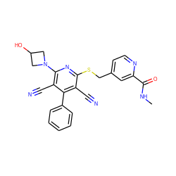 CNC(=O)c1cc(CSc2nc(N3CC(O)C3)c(C#N)c(-c3ccccc3)c2C#N)ccn1 ZINC000113381726