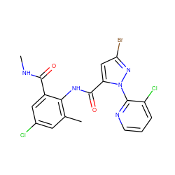 CNC(=O)c1cc(Cl)cc(C)c1NC(=O)c1cc(Br)nn1-c1ncccc1Cl ZINC000028956875