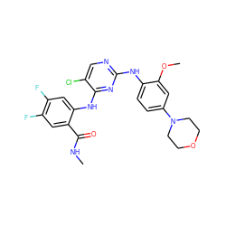 CNC(=O)c1cc(F)c(F)cc1Nc1nc(Nc2ccc(N3CCOCC3)cc2OC)ncc1Cl ZINC000045287095