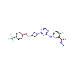 CNC(=O)c1cc(Nc2ncnc(N3CC(COc4ccc(C(F)(F)F)cc4)C3)n2)ccc1Cl ZINC001772624831