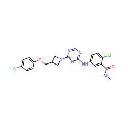 CNC(=O)c1cc(Nc2ncnc(N3CC(COc4ccc(Cl)cc4)C3)n2)ccc1Cl ZINC001772571576