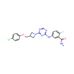 CNC(=O)c1cc(Nc2ncnc(N3CC(COc4ccc(Cl)cc4)C3)n2)ccc1F ZINC001772597792