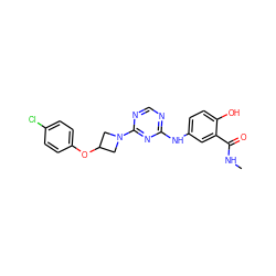 CNC(=O)c1cc(Nc2ncnc(N3CC(Oc4ccc(Cl)cc4)C3)n2)ccc1O ZINC001772613629