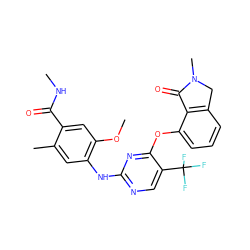 CNC(=O)c1cc(OC)c(Nc2ncc(C(F)(F)F)c(Oc3cccc4c3C(=O)N(C)C4)n2)cc1C ZINC000146040290