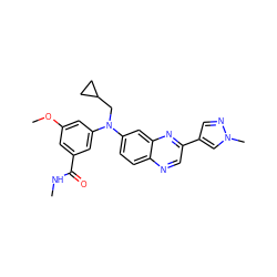 CNC(=O)c1cc(OC)cc(N(CC2CC2)c2ccc3ncc(-c4cnn(C)c4)nc3c2)c1 ZINC000219349732