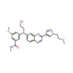 CNC(=O)c1cc(OC)cc(N(CCO)c2ccc3ncc(-c4cnn(CCOC)c4)nc3c2)c1 ZINC000204170716