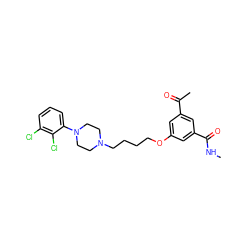 CNC(=O)c1cc(OCCCCN2CCN(c3cccc(Cl)c3Cl)CC2)cc(C(C)=O)c1 ZINC000653871733