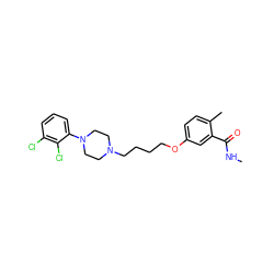 CNC(=O)c1cc(OCCCCN2CCN(c3cccc(Cl)c3Cl)CC2)ccc1C ZINC000653886989