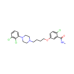 CNC(=O)c1cc(OCCCCN2CCN(c3cccc(Cl)c3Cl)CC2)ccc1Cl ZINC000653871499