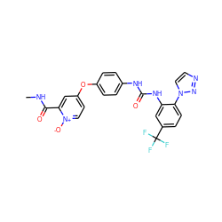 CNC(=O)c1cc(Oc2ccc(NC(=O)Nc3cc(C(F)(F)F)ccc3-n3ccnn3)cc2)cc[n+]1[O-] ZINC000043175549