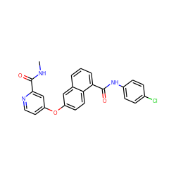 CNC(=O)c1cc(Oc2ccc3c(C(=O)Nc4ccc(Cl)cc4)cccc3c2)ccn1 ZINC000029135097