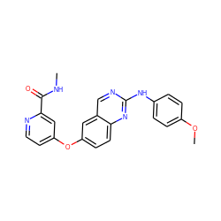 CNC(=O)c1cc(Oc2ccc3nc(Nc4ccc(OC)cc4)ncc3c2)ccn1 ZINC000082154244