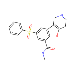 CNC(=O)c1cc(S(=O)(=O)c2ccccc2)cc2c3c(oc12)CCNC3 ZINC000143419717