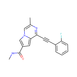 CNC(=O)c1cc2c(C#Cc3ccccc3F)nc(C)cn2c1 ZINC000029125238