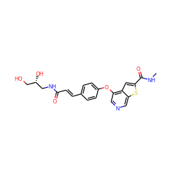 CNC(=O)c1cc2c(Oc3ccc(/C=C/C(=O)NC[C@@H](O)CO)cc3)cncc2s1 ZINC000013864431