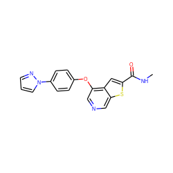 CNC(=O)c1cc2c(Oc3ccc(-n4cccn4)cc3)cncc2s1 ZINC000013864416