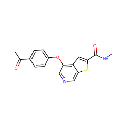 CNC(=O)c1cc2c(Oc3ccc(C(C)=O)cc3)cncc2s1 ZINC000000026579