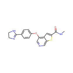 CNC(=O)c1cc2c(Oc3ccc(C4=NCCN4)cc3)cncc2s1 ZINC000013864419